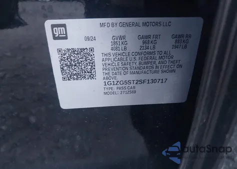 2025 Chevrolet Malibu Fwd Rs from USA, damaged, VIN 1G1ZG5ST2SF130717